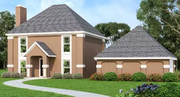 Mediterranean house plans 30-430 - front exterior, 1,540 sq ft, 3 bed, 2 bath house plans | Monster House Plans