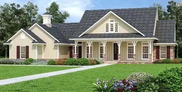 Country house plans 30-434 - front exterior, 2,006 sq ft, 3 bed, 2 bath house plans | Monster House Plans