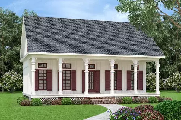 Southern house plans 30-437 - front exterior, 1,334 sq ft, 3 bed, 2 bath house plans | Monster House Plans