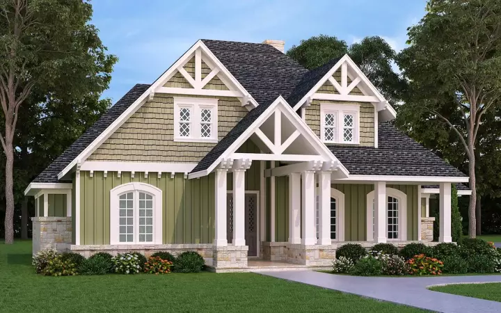 Craftsman house plans 30-451 - front exterior, 1,938 sq ft, 3 bed, 2 bath house plans | Monster House Plans