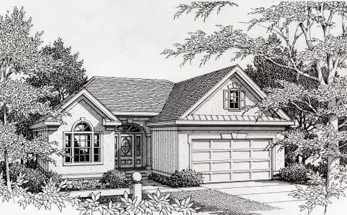 Mediterranean house plans 31-105 - front exterior, 1,150 sq ft, 2 bed, 1 bath house plans | Monster House Plans