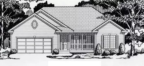Traditional house plans 31-109 - front exterior, 1,368 sq ft, 3 bed, 2 bath house plans | Monster House Plans