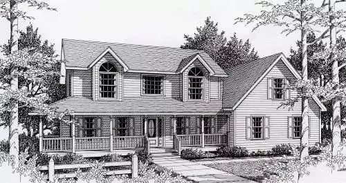 Farmhouse house plans 31-121 - front exterior, 2,312 sq ft, 3 bed, 2 bath house plans | Monster House Plans