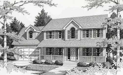 Southern Colonial house plans 31-131 - front exterior, 2,555 sq ft, 4 bed, 2 bath house plans | Monster House Plans
