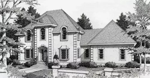 European house plans 31-135 - front exterior, 2,267 sq ft, 3 bed, 2 bath house plans | Monster House Plans