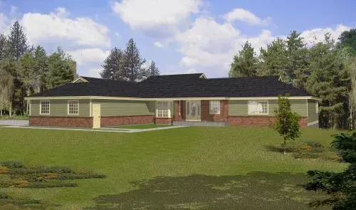 Ranch house plans 31-140 - front exterior, 3,594 sq ft, 4 bed, 2 bath house plans | Monster House Plans