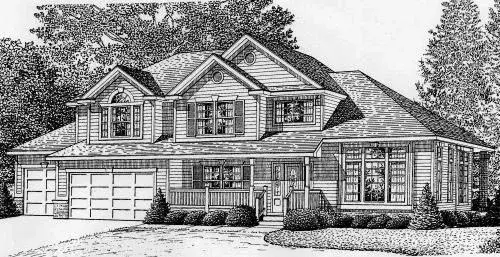 Traditional house plans 31-142 - front exterior, 2,444 sq ft, 3 bed, 2 bath house plans | Monster House Plans