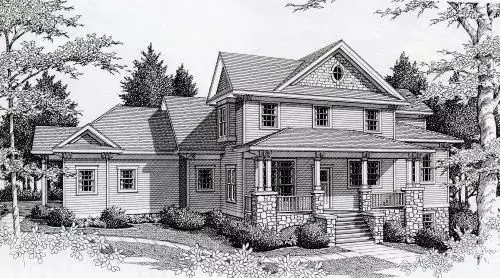 Bungalow house plans 31-155 - front exterior, 2,970 sq ft, 4 bed, 3 bath house plans | Monster House Plans
