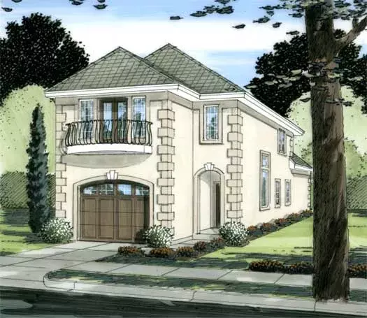 Mediterranean house plans 32-101 - front exterior, 2,321 sq ft, 3 bed, 2 bath house plans | Monster House Plans