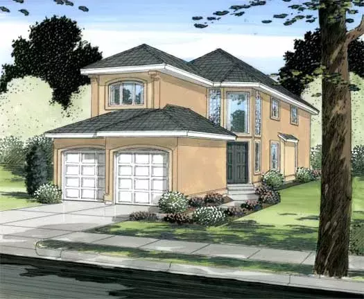 Mediterranean house plans 32-104 - front exterior, 1,760 sq ft, 3 bed, 2 bath house plans | Monster House Plans