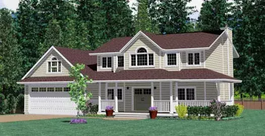 Country house plans 32-107 - front exterior, 2,818 sq ft, 4 bed, 3 bath house plans | Monster House Plans