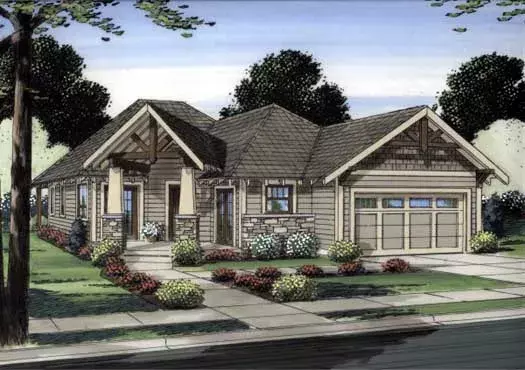 Craftsman house plans 32-109 - front exterior, 1,697 sq ft, 4 bed, 2 bath house plans | Monster House Plans