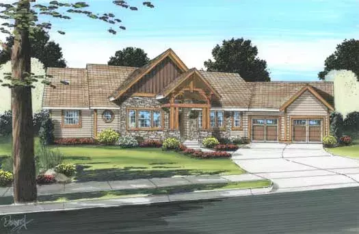 Mountain Rustic house plans 32-111 - front exterior, 2,162 sq ft, 3 bed, 2 bath house plans | Monster House Plans