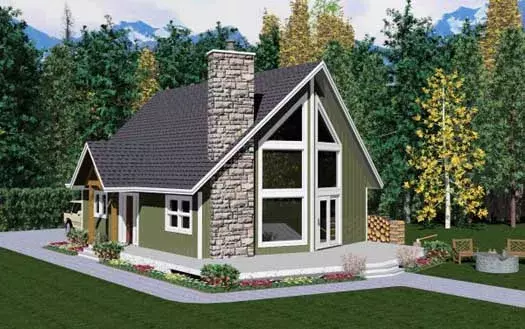 Contemporary house plans 32-115 - front exterior, 1,172 sq ft, 2 bed, 2 bath house plans | Monster House Plans