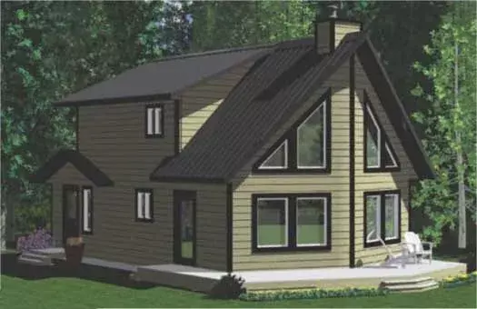 Contemporary house plans 32-123 - front exterior, 1,611 sq ft, 3 bed, 1 bath house plans | Monster House Plans