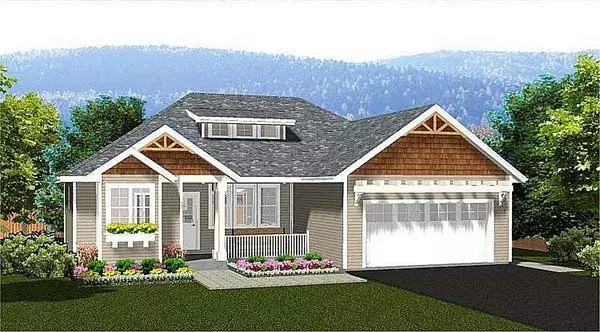 Craftsman house plans 32-132 - front exterior, 1,244 sq ft, 3 bed, 2 bath house plans | Monster House Plans