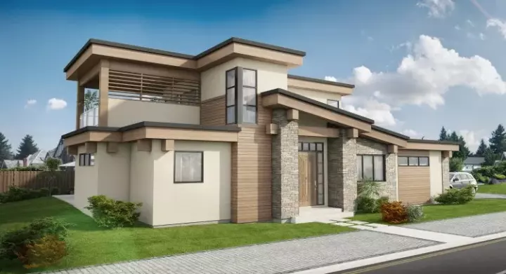 Modern house plans 32-150 - front exterior, 2,237 sq ft, 3 bed, 3 bath house plans | Monster House Plans