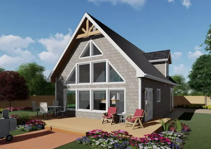 Contemporary house plans 32-164 - front exterior, 1,249 sq ft, 3 bed, 2 bath house plans | Monster House Plans