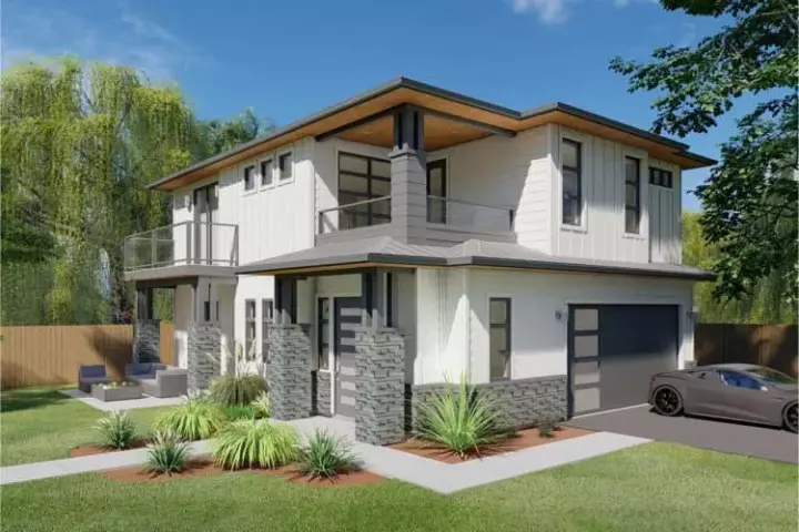 Modern house plans 32-168 - front exterior, 1,775 sq ft, 3 bed, 3 bath house plans | Monster House Plans