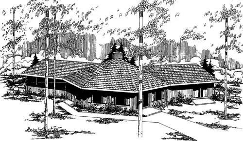 Contemporary house plans 33-111 - front exterior, 1,879 sq ft, 2 bed, 2 bath house plans | Monster House Plans