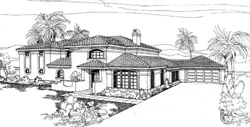 Mediterranean house plans 33-125 - front exterior, 2,886 sq ft, 4 bed, 2 bath house plans | Monster House Plans