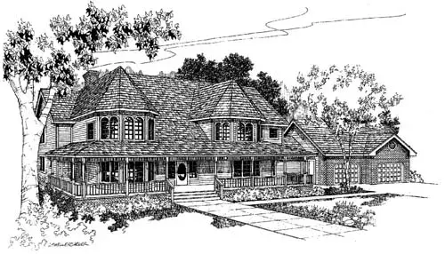 Victorian house plans 33-153 - front exterior, 3,245 sq ft, 4 bed, 3 bath house plans | Monster House Plans