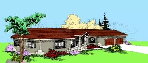 Traditional house plans 33-161 - front exterior, 2,698 sq ft, 3 bed, 3 bath house plans | Monster House Plans