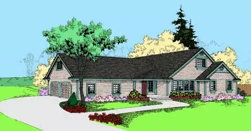 Traditional house plans 33-169 - front exterior, 2,040 sq ft, 3 bed, 2 bath house plans | Monster House Plans