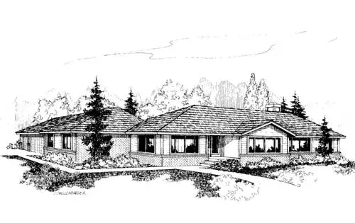 Traditional house plans 33-170 - front exterior, 2,482 sq ft, 3 bed, 2 bath house plans | Monster House Plans