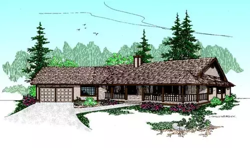 Ranch house plans 33-176 - front exterior, 2,533 sq ft, 4 bed, 3 bath house plans | Monster House Plans