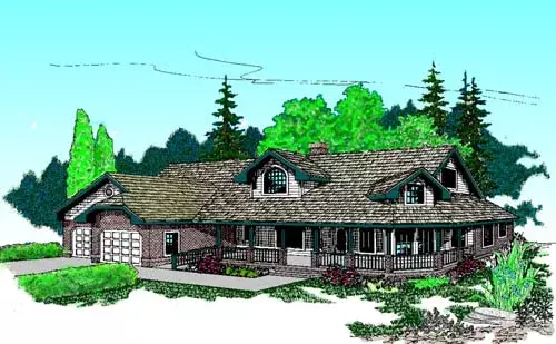 Country house plans 33-183 - front exterior, 3,198 sq ft, 6 bed, 3 bath house plans | Monster House Plans