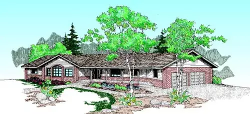 Ranch house plans 33-192 - front exterior, 2,465 sq ft, 3 bed, 2 bath house plans | Monster House Plans