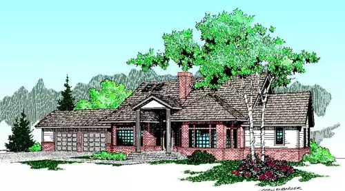 Traditional house plans 33-193 - front exterior, 2,570 sq ft, 4 bed, 2 bath house plans | Monster House Plans