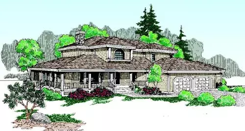 Traditional house plans 33-197 - front exterior, 3,091 sq ft, 4 bed, 2 bath house plans | Monster House Plans