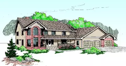 Traditional house plans 33-200 - front exterior, 3,545 sq ft, 4 bed, 4 bath house plans | Monster House Plans
