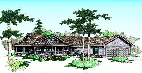 Country house plans 33-201 - front exterior, 2,344 sq ft, 3 bed, 2 bath house plans | Monster House Plans
