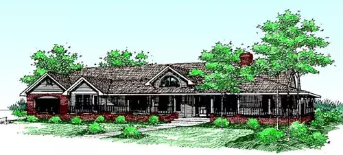 Traditional house plans 33-204 - front exterior, 2,596 sq ft, 4 bed, 3 bath house plans | Monster House Plans