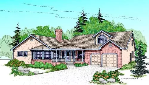 Traditional house plans 33-211 - front exterior, 2,500 sq ft, 3 bed, 2 bath house plans | Monster House Plans