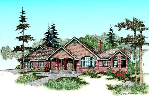 Traditional house plans 33-217 - front exterior, 2,080 sq ft, 3 bed, 2 bath house plans | Monster House Plans