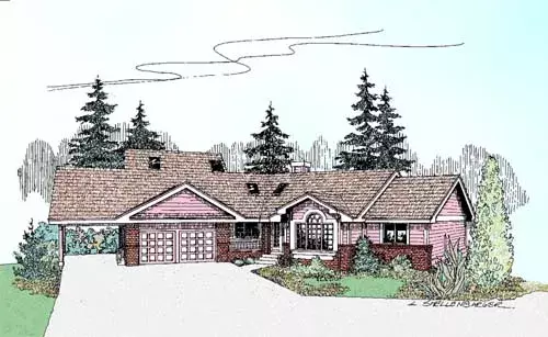 Traditional house plans 33-225 - front exterior, 2,264 sq ft, 3 bed, 2 bath house plans | Monster House Plans