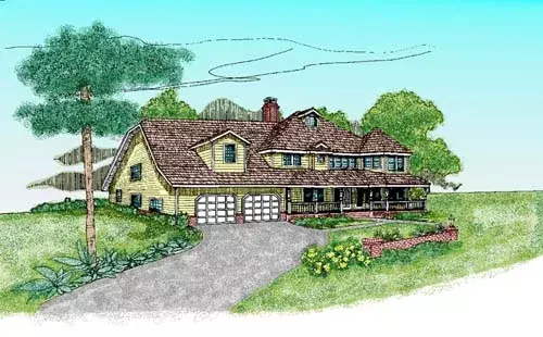 Country house plans 33-234 - front exterior, 3,501 sq ft, 4 bed, 5 bath house plans | Monster House Plans