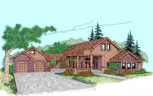 Traditional house plans 33-237 - front exterior, 2,499 sq ft, 3 bed, 2 bath house plans | Monster House Plans