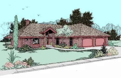 Traditional house plans 33-240 - front exterior, 1,459 sq ft, 3 bed, 2 bath house plans | Monster House Plans