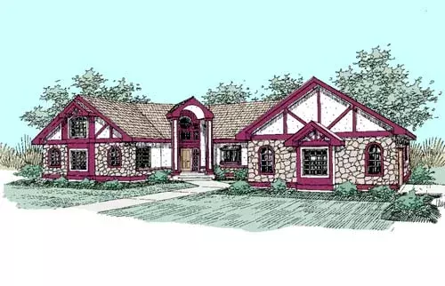 European house plans 33-242 - front exterior, 3,594 sq ft, 4 bed, 3 bath house plans | Monster House Plans