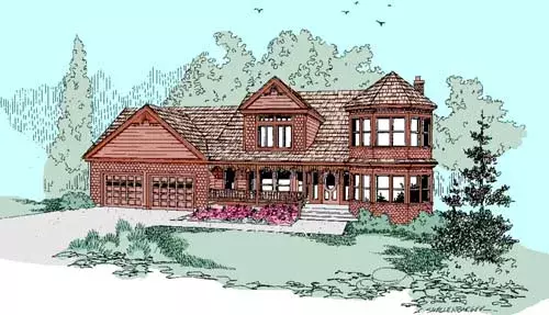 Victorian house plans 33-243 - front exterior, 2,397 sq ft, 3 bed, 2 bath house plans | Monster House Plans