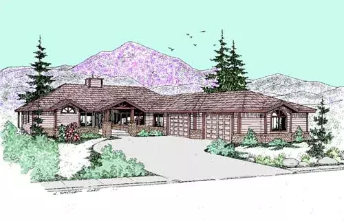 Traditional house plans 33-251 - front exterior, 1,996 sq ft, 3 bed, 2 bath house plans | Monster House Plans