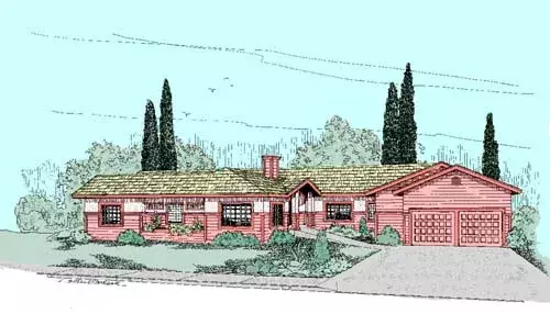Traditional house plans 33-252 - front exterior, 2,482 sq ft, 3 bed, 2 bath house plans | Monster House Plans
