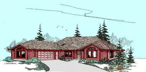 Traditional house plans 33-254 - front exterior, 2,443 sq ft, 3 bed, 2 bath house plans | Monster House Plans