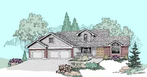 Traditional house plans 33-255 - front exterior, 2,714 sq ft, 3 bed, 2 bath house plans | Monster House Plans