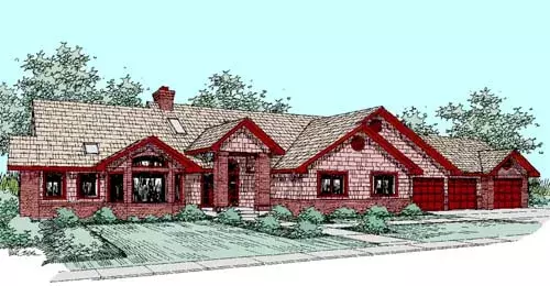 Traditional house plans 33-257 - front exterior, 3,488 sq ft, 3 bed, 3 bath house plans | Monster House Plans